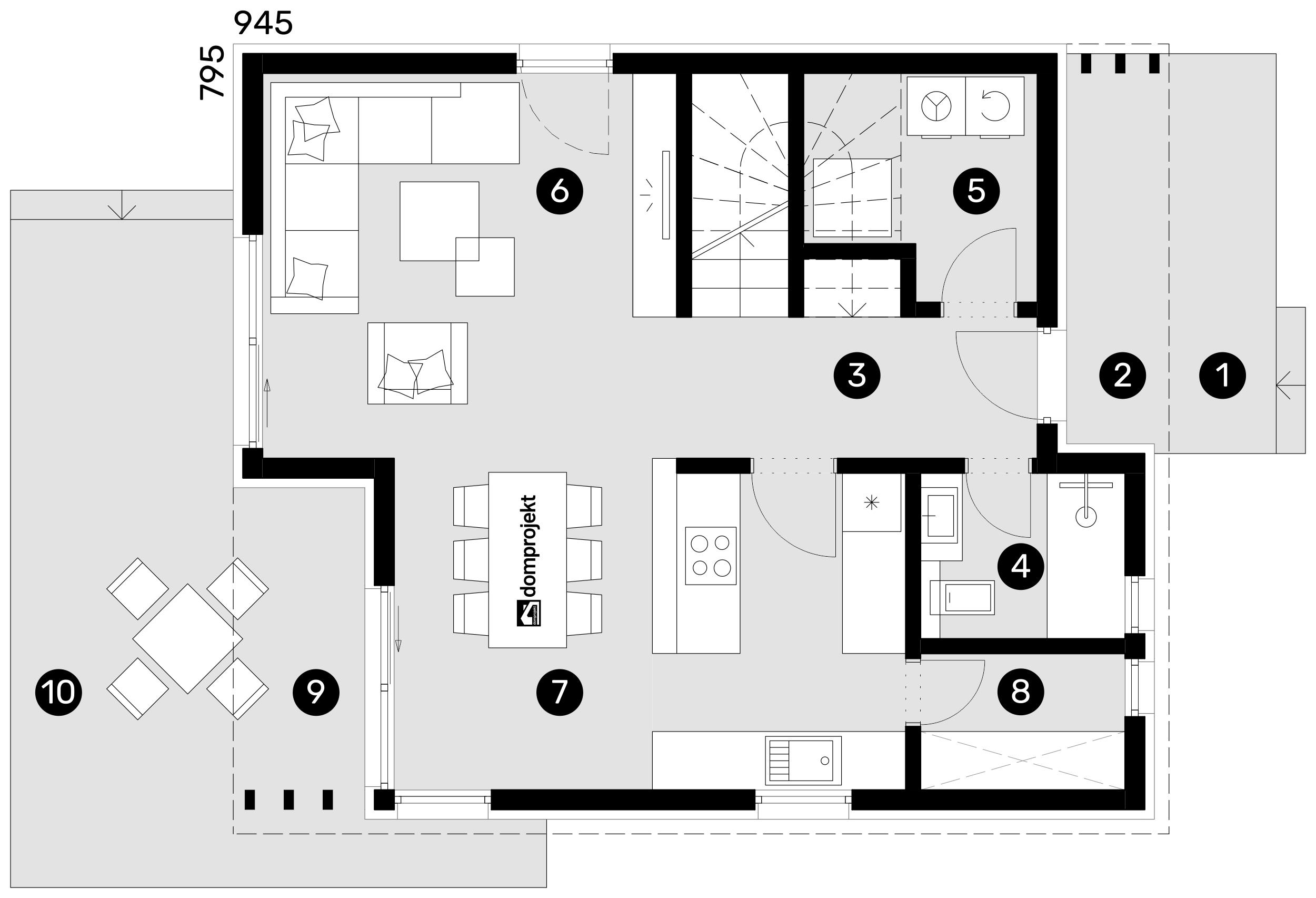 Grundriss Erdgeschoss – Fertighaus Emily