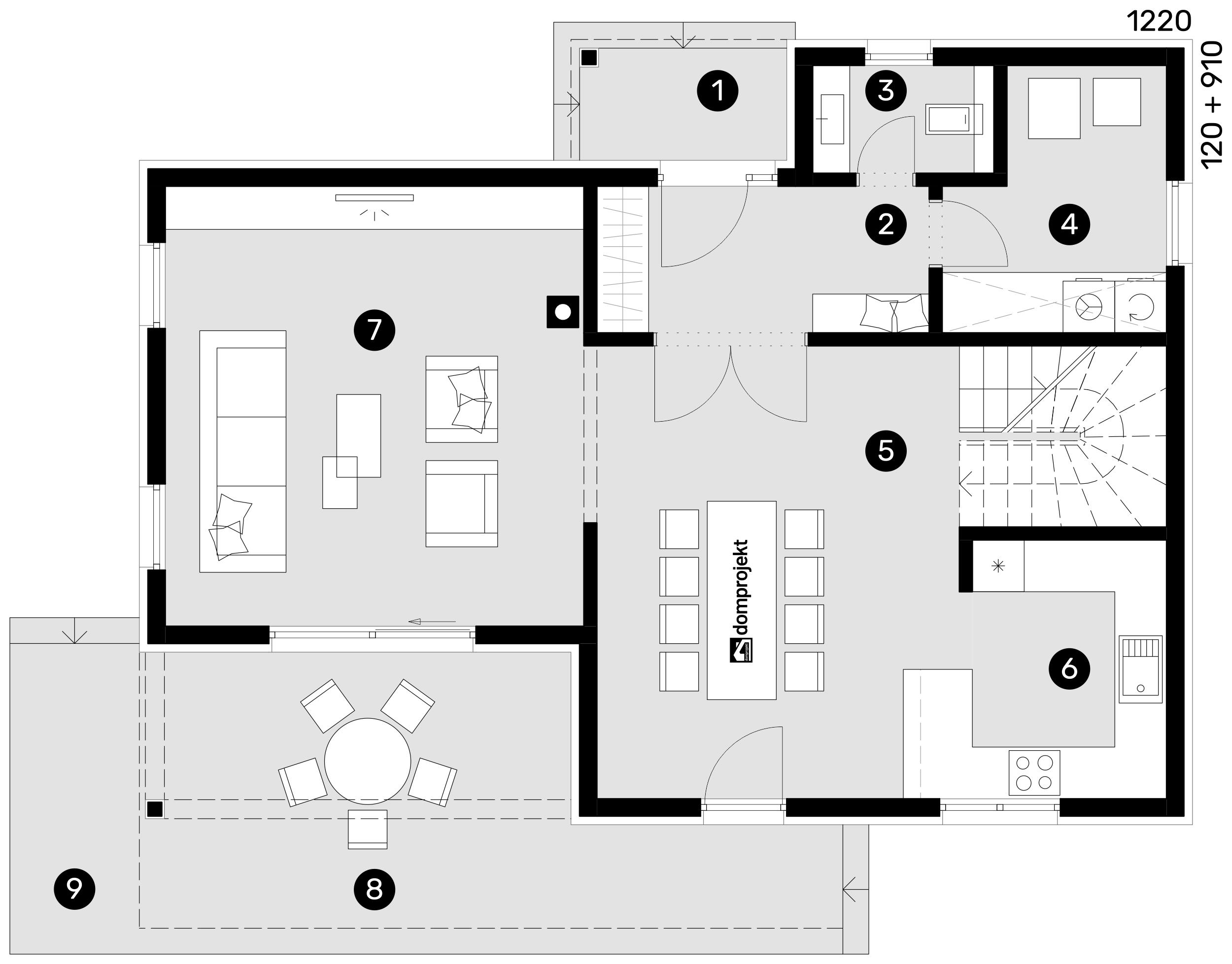 Grundriss Erdgeschoss – Fertighaus Klara