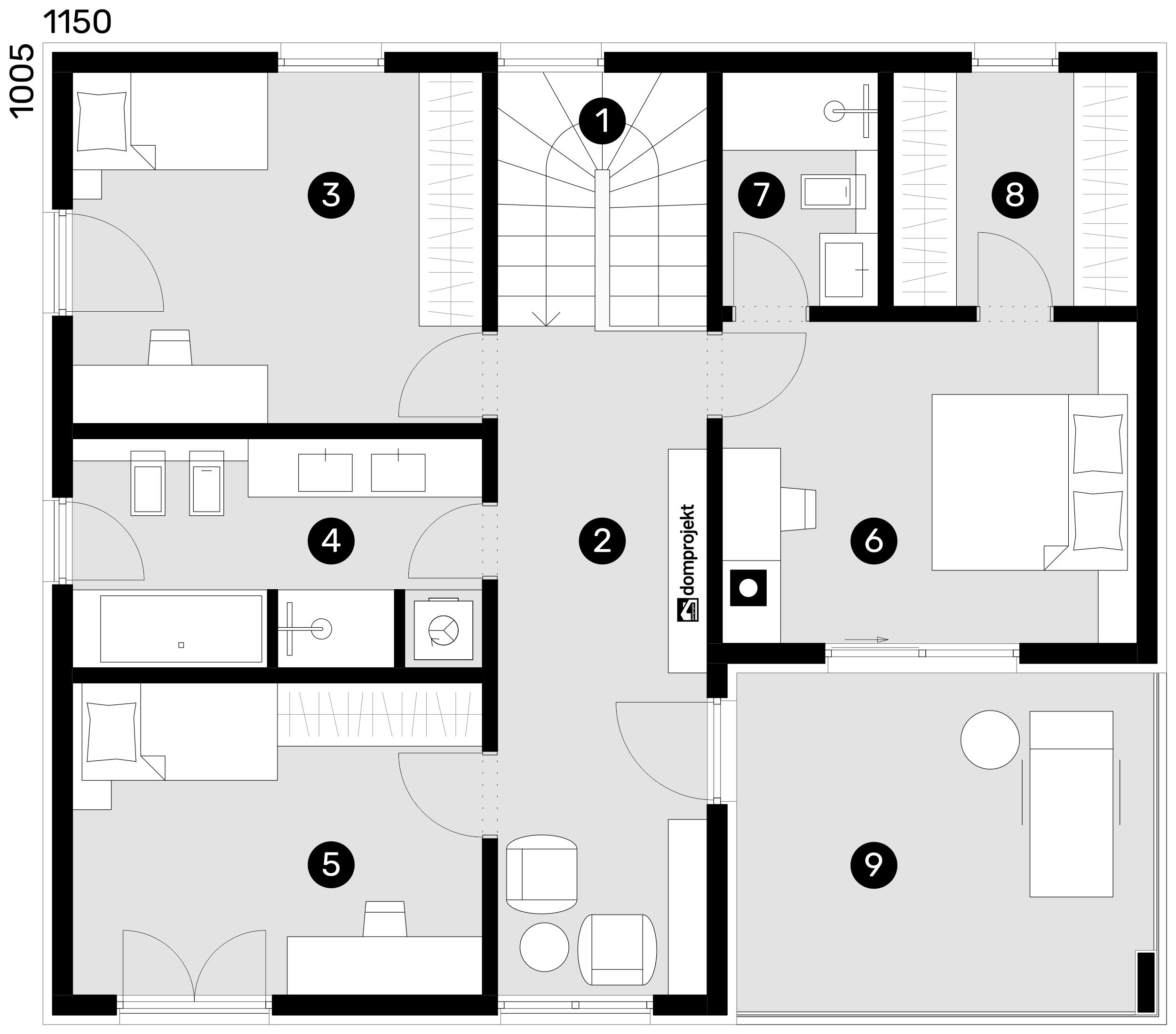 Grundriss Obergeschoss – Fertighaus Beata