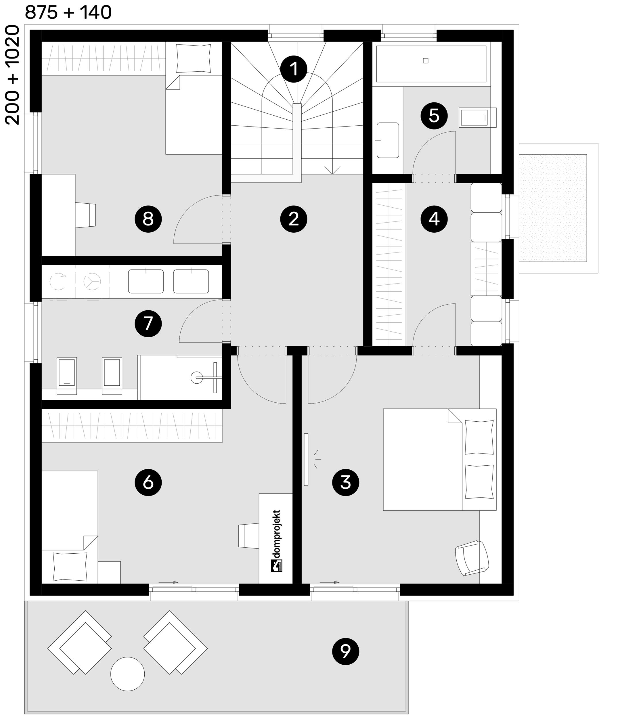 Grundriss Obergeschoss – Fertighaus Dolores