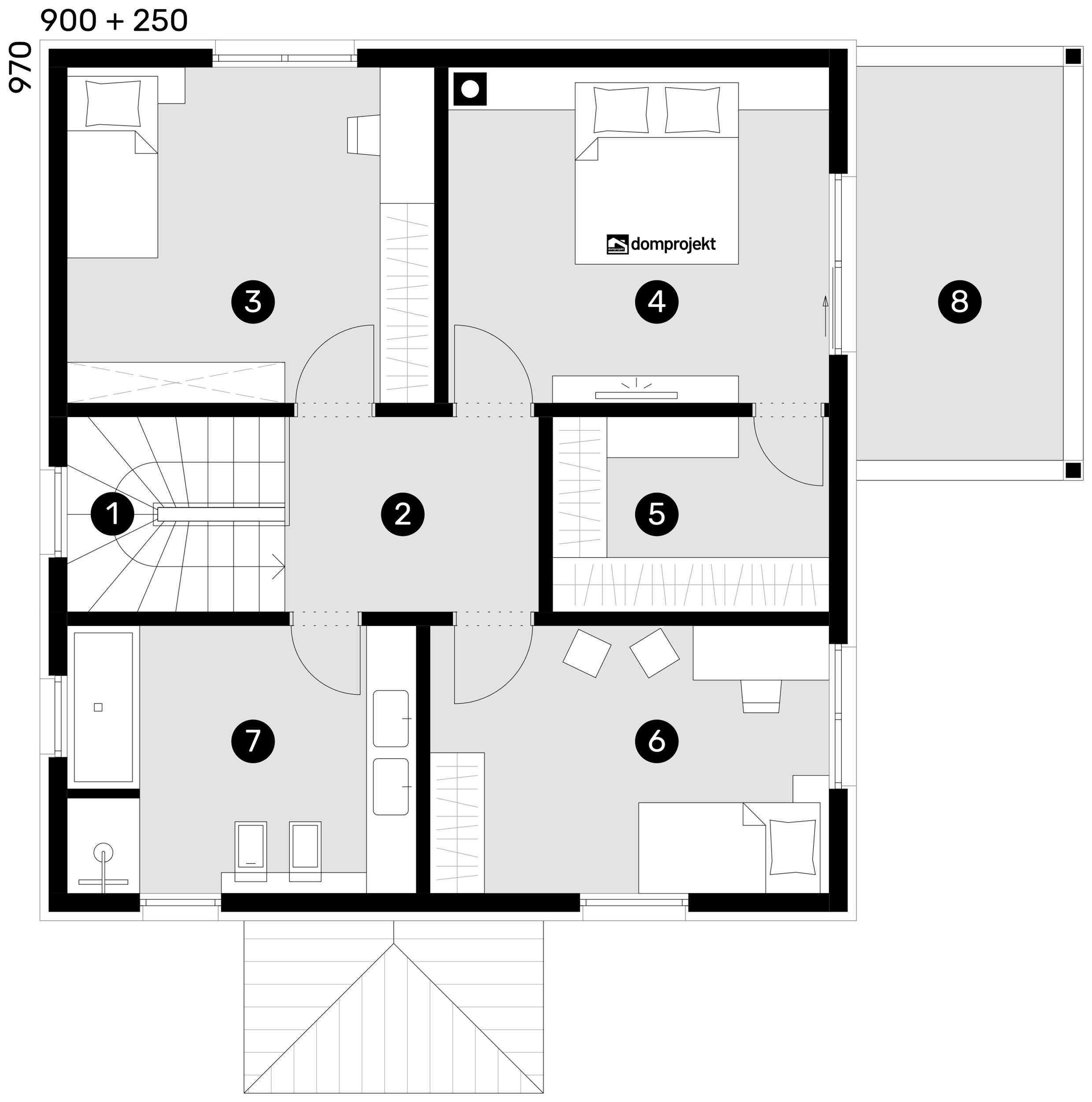 Grundriss Obergeschoss – Fertighaus Edvina