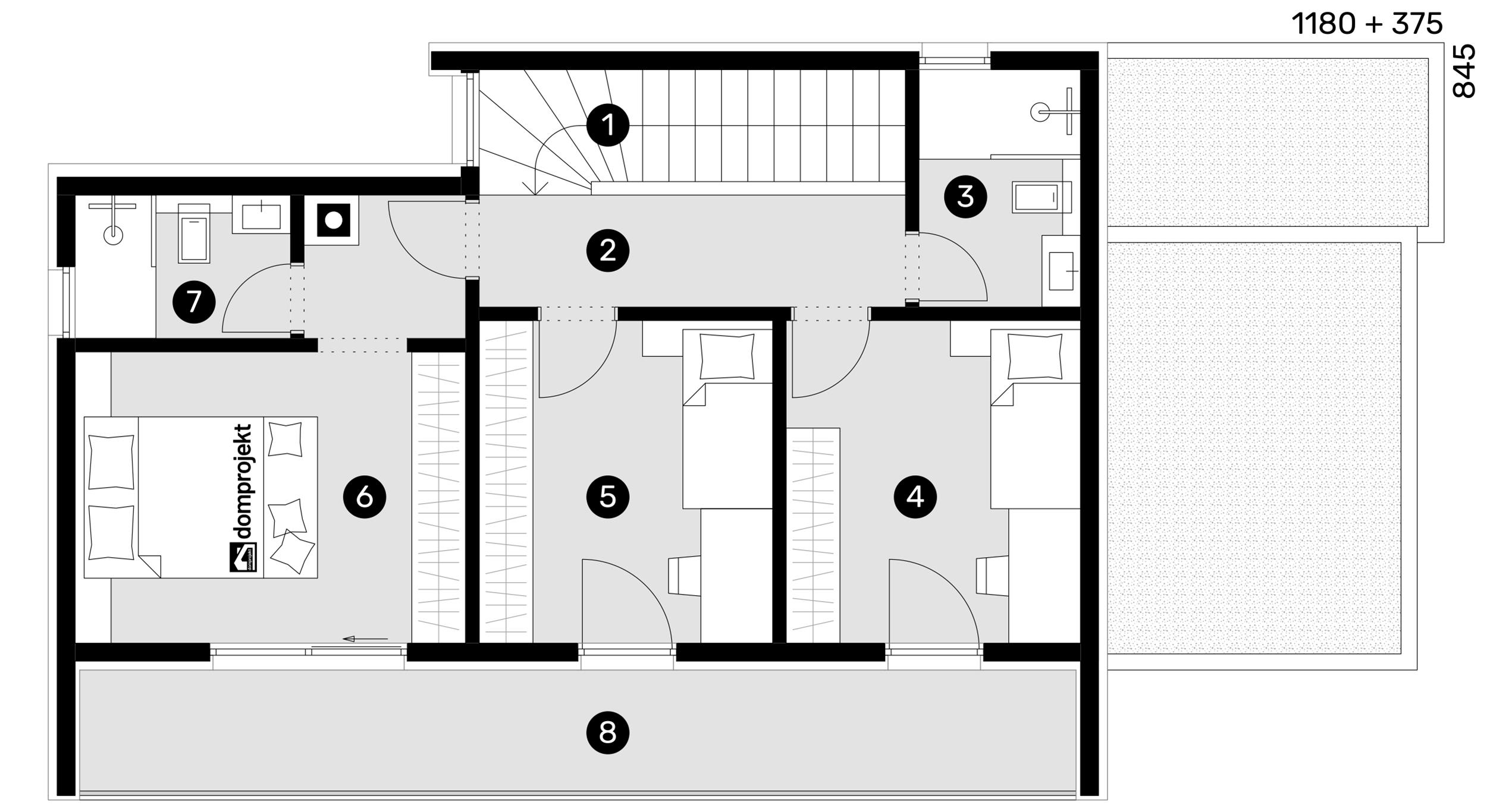 Grundriss Obergeschoss – Fertighaus Gloria