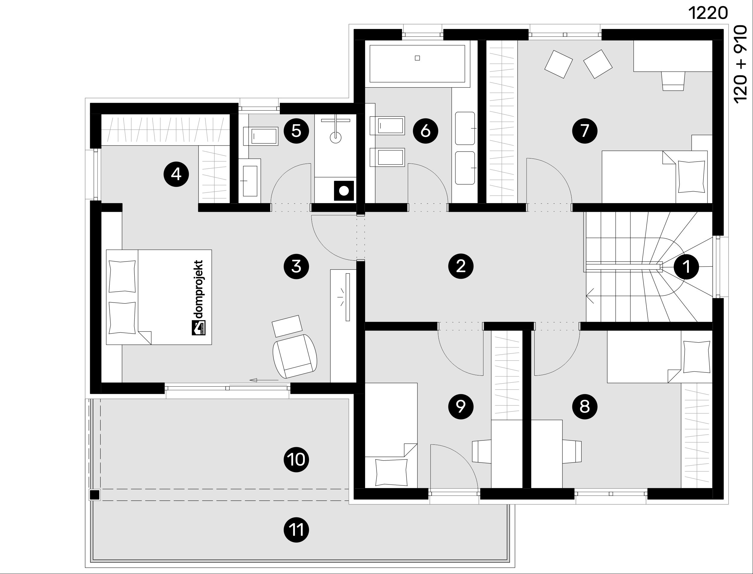 Grundriss Obergeschoss – Fertighaus Klara