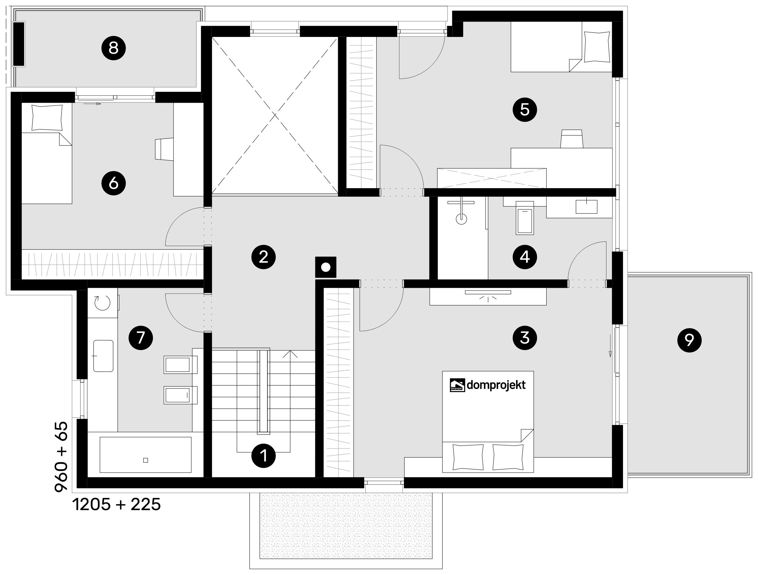 Grundriss Obergeschoss – Fertighaus Ksenija