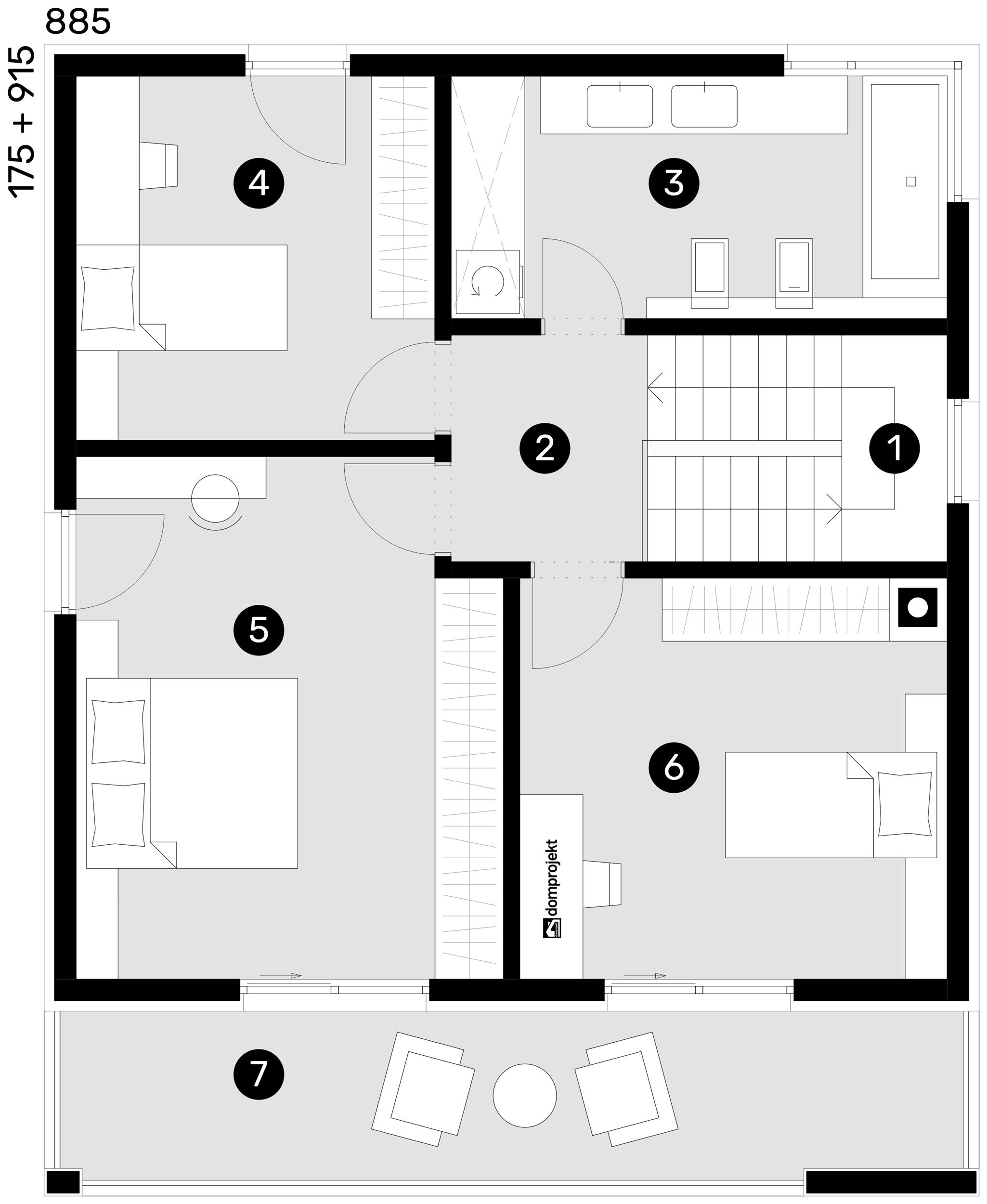 Grundriss Obergeschoss – Fertighaus Lidija