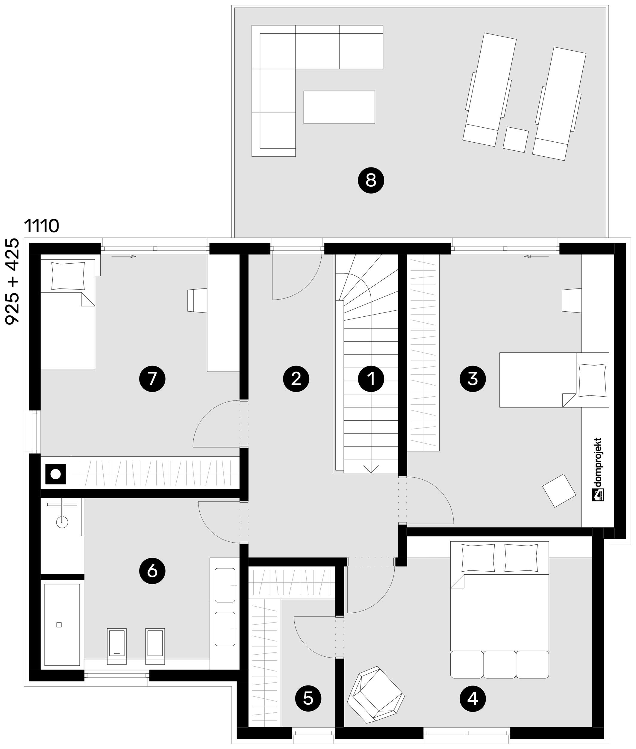 Grundriss Obergeschoss – Fertighaus Luna