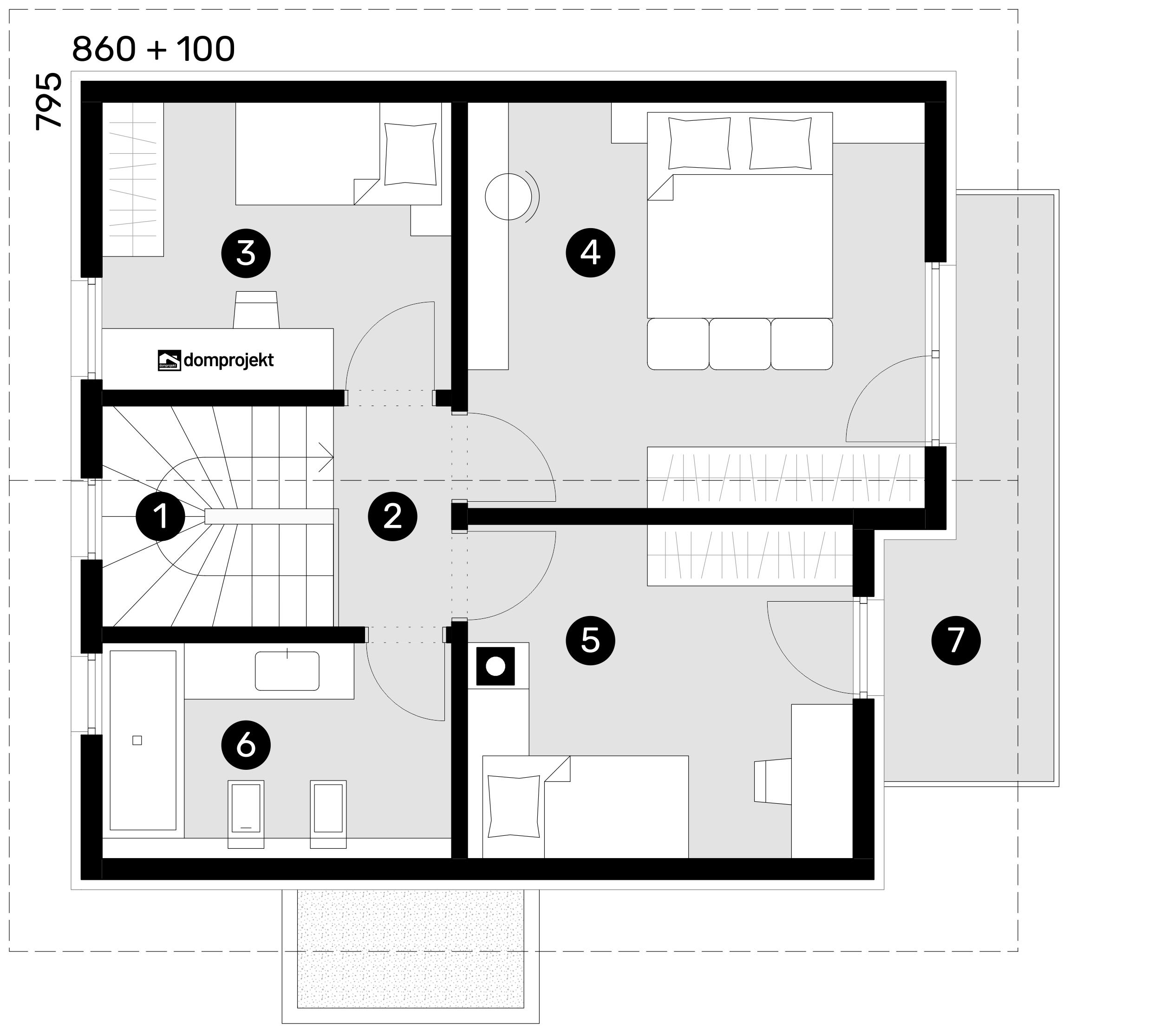 Grundriss Dachgeschoss – Fertighaus Alma