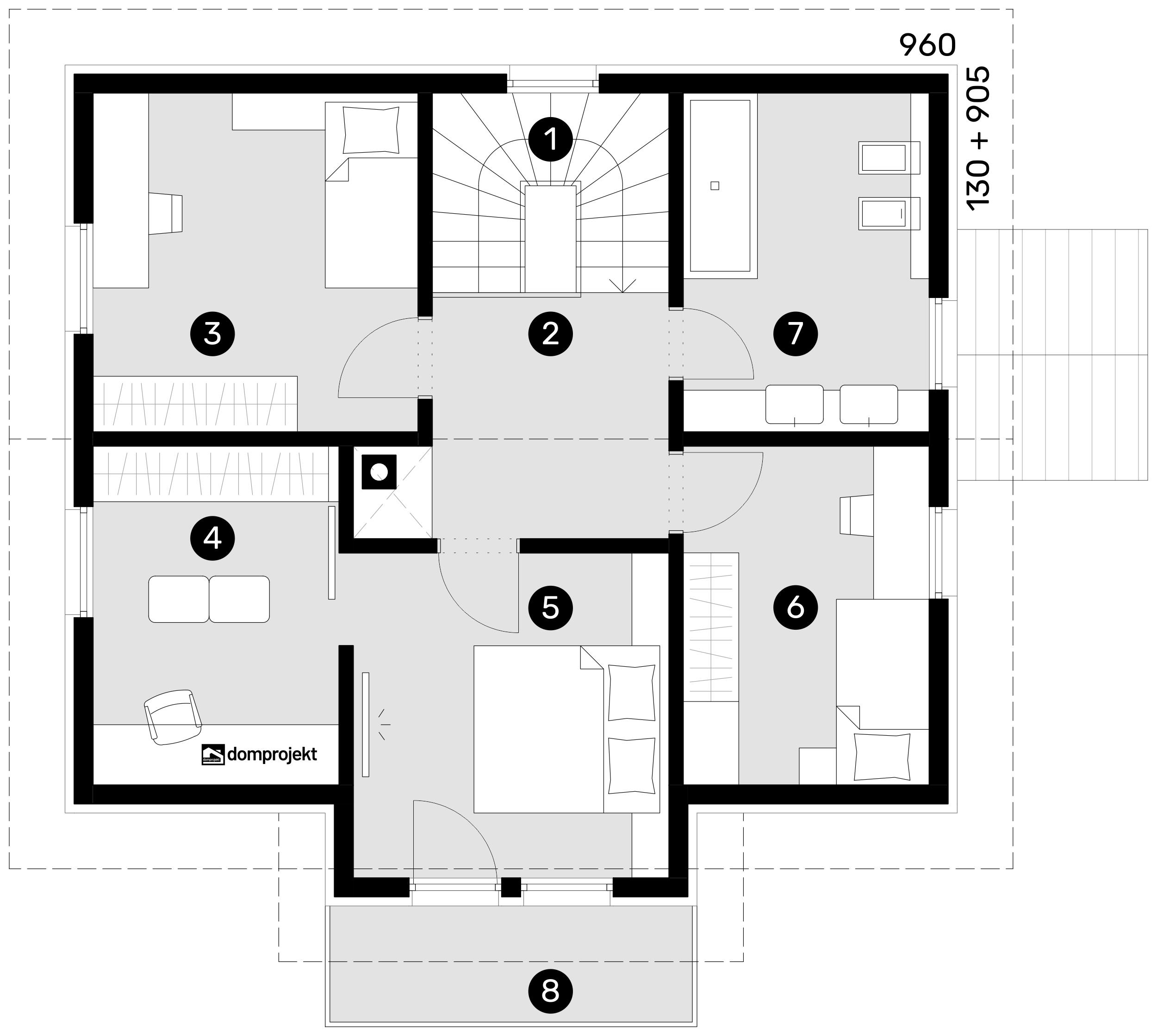 Grundriss Dachgeschoss – Fertighaus Doris