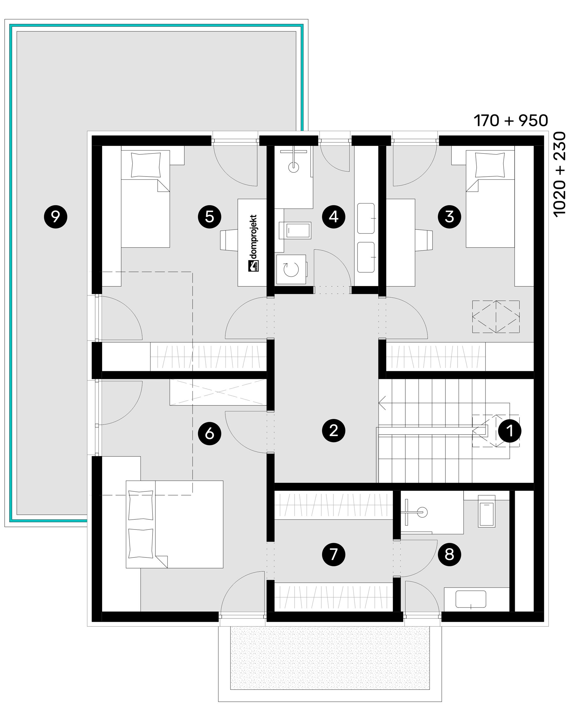 Grundriss Dachgeschoss – Fertighaus Irena