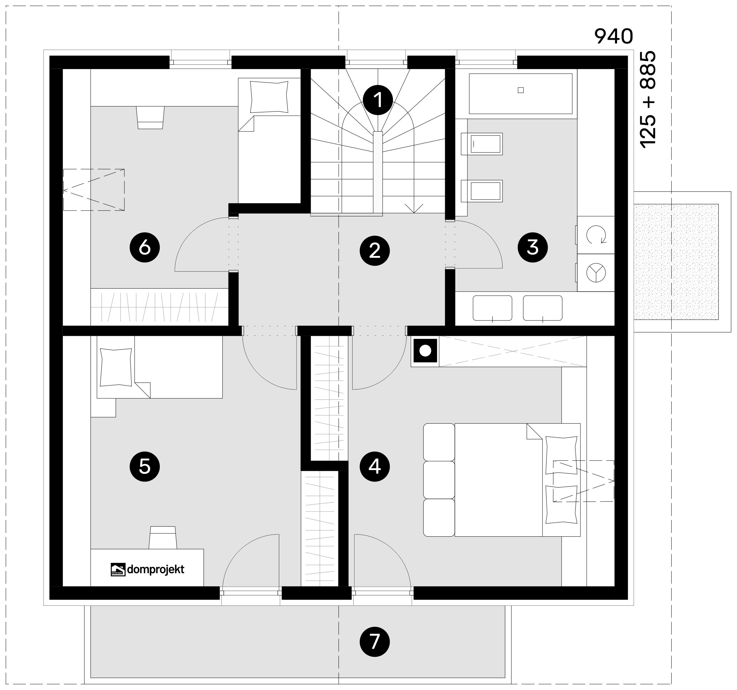 Grundriss Dachgeschoss – Fertighaus Leonida