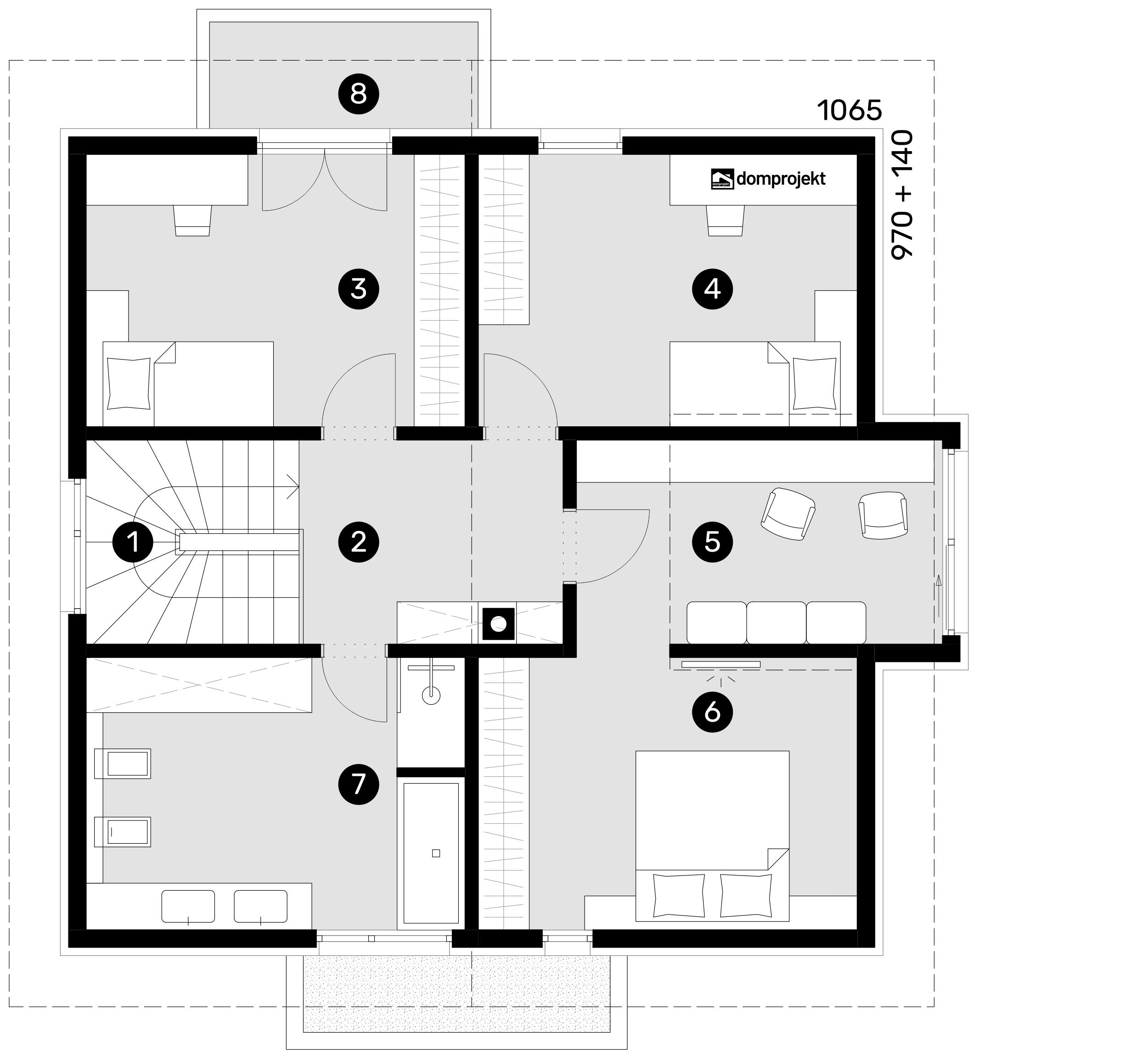 Grundriss Dachgeschoss – Fertighaus Renata