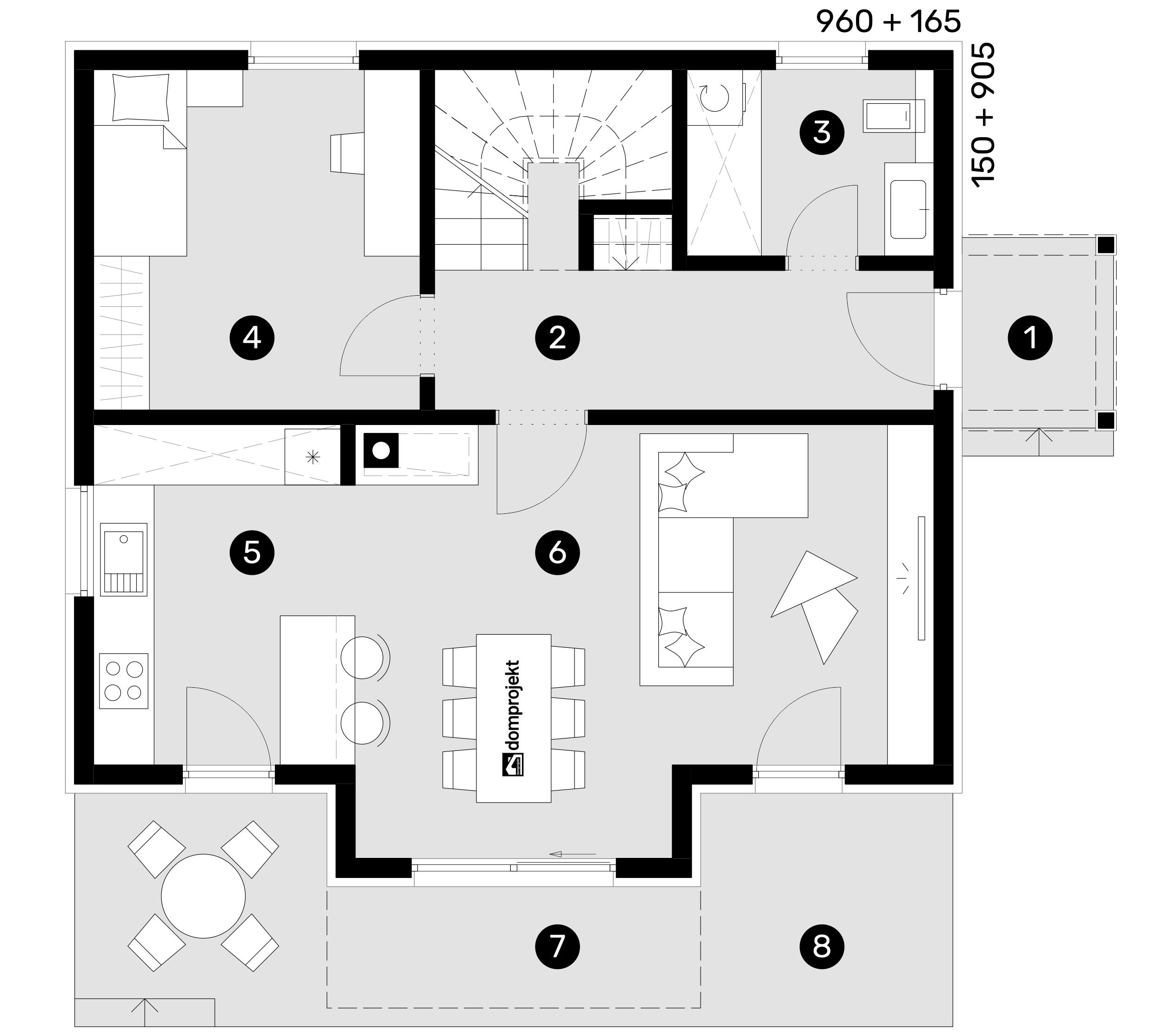 Grundriss Erdgeschoss – Fertighaus Doris