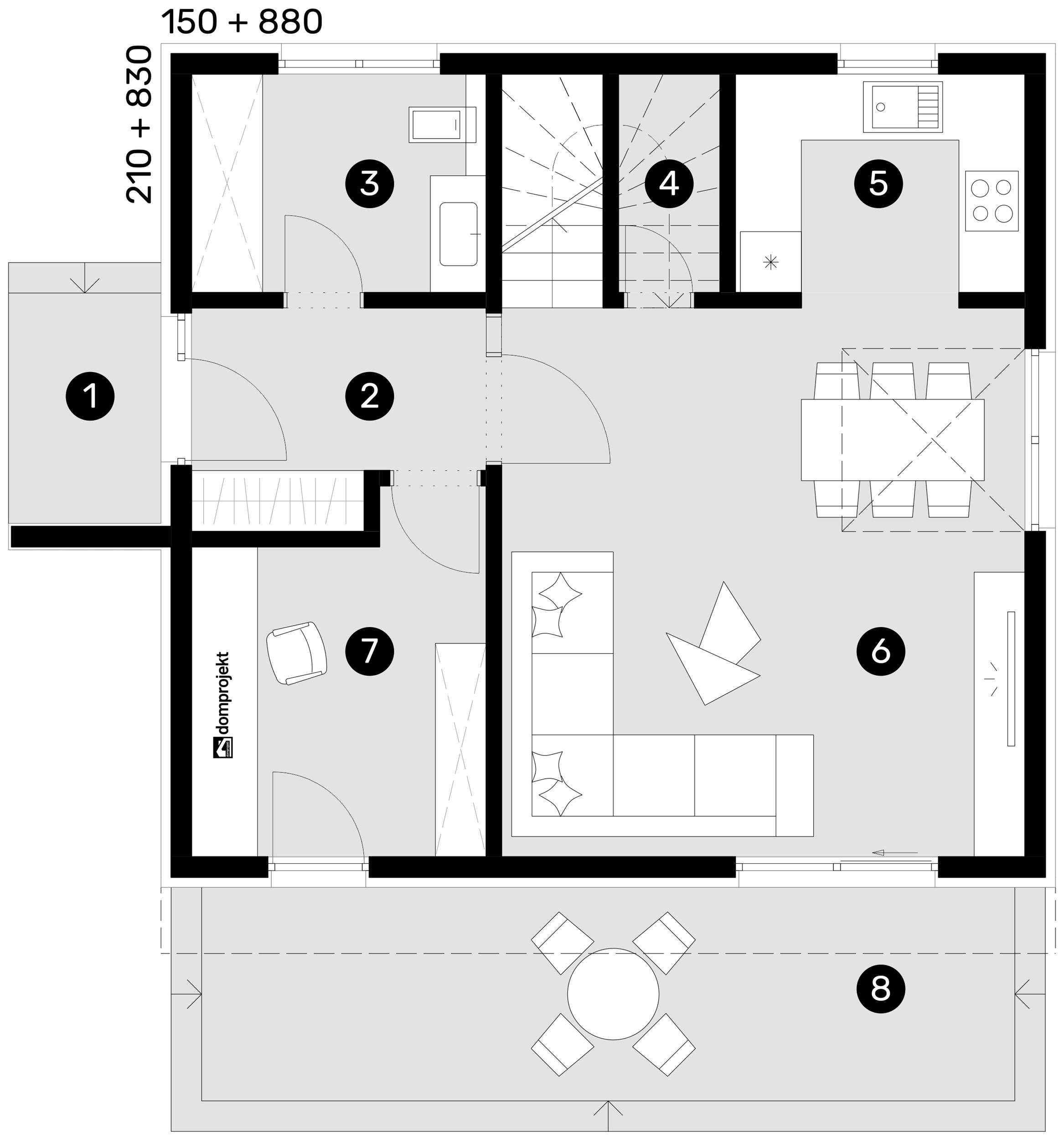 Grundriss Erdgeschoss – Fertighaus Ines