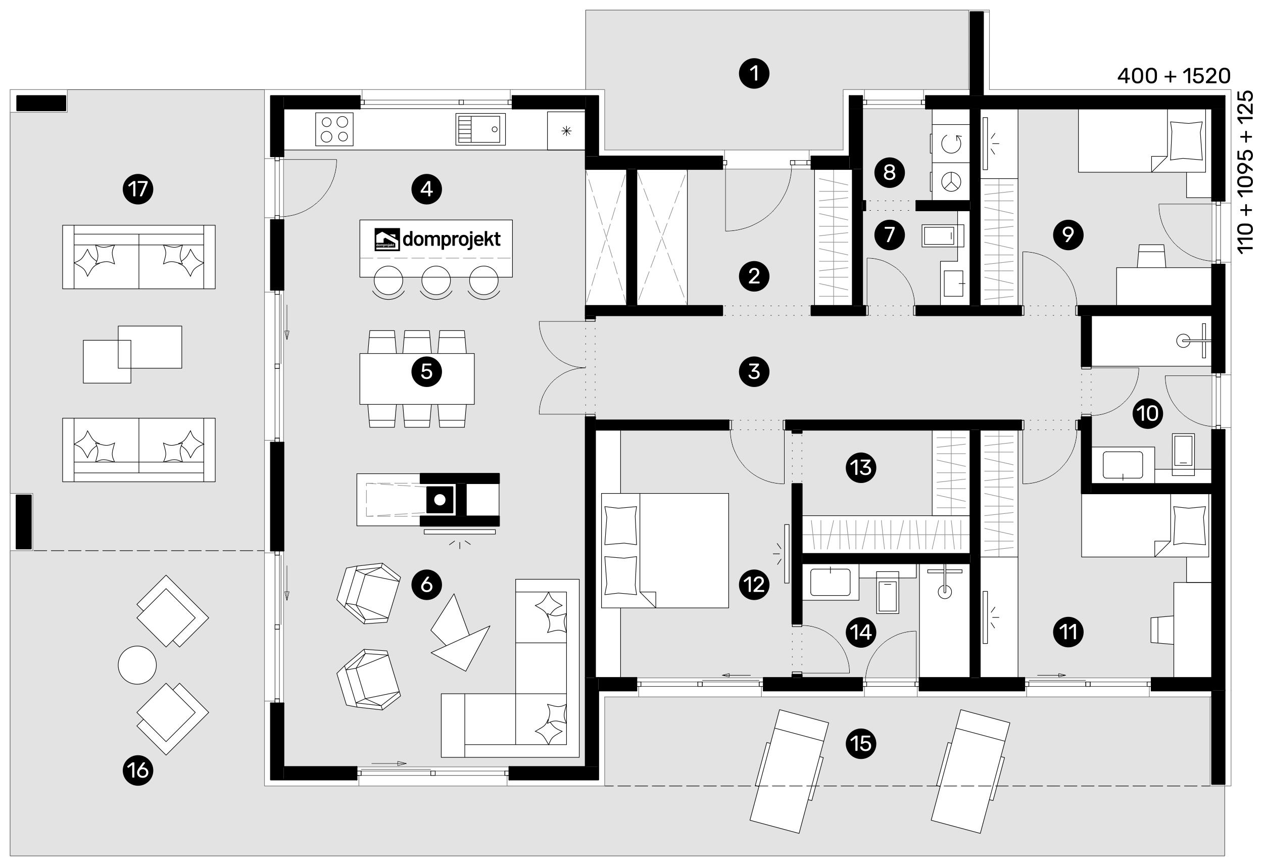 Grundriss Erdgeschoss – Fertighaus Melina
