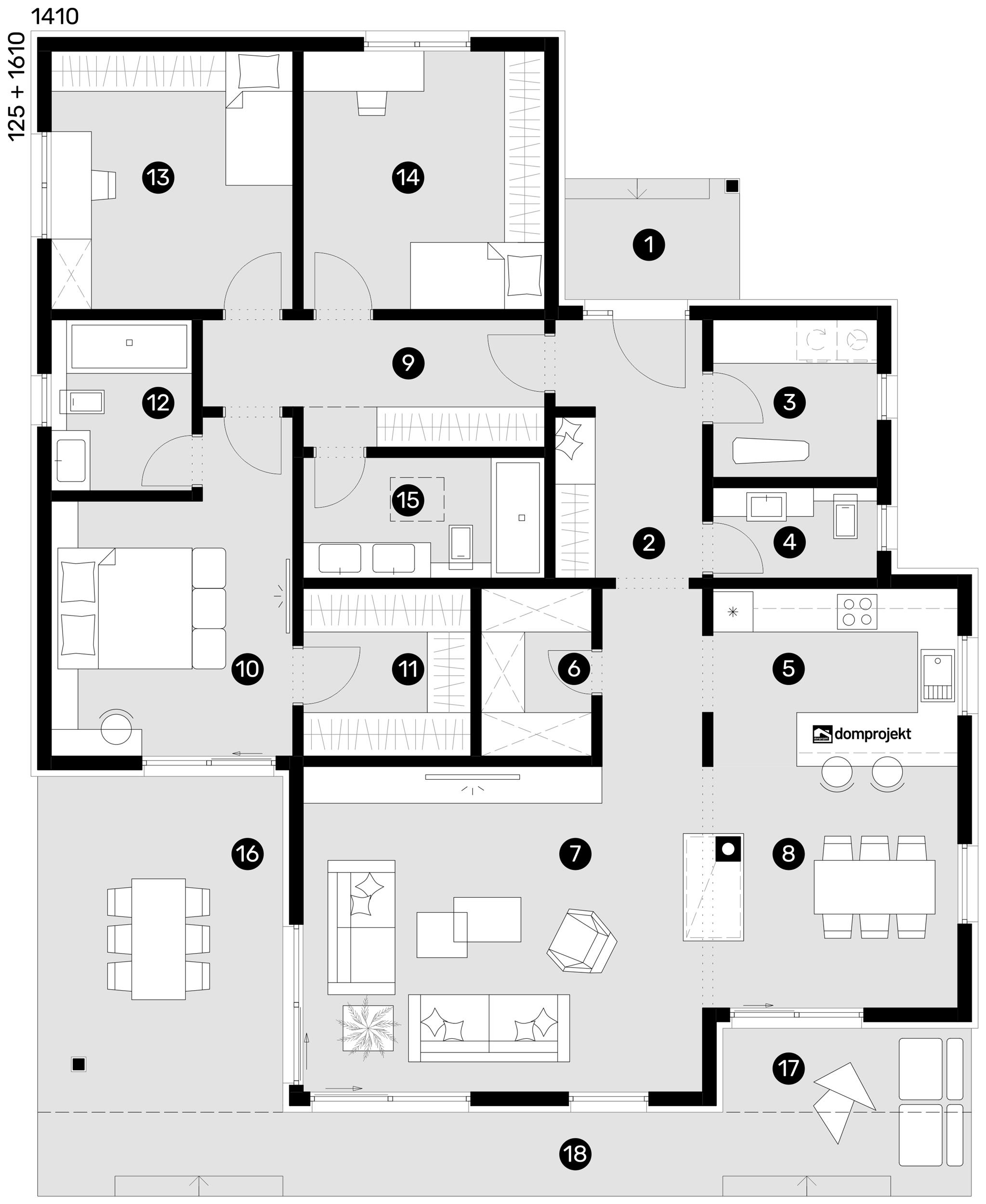 Grundriss Erdgeschoss – Fertighaus Rina