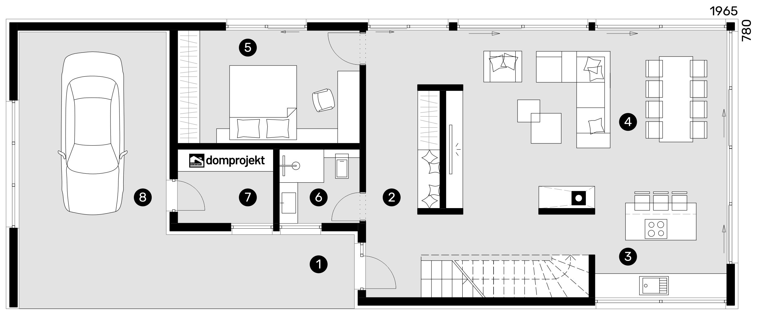 Grundriss Erdgeschoss – Fertighaus Una